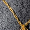 Vintage Sarah Coventry Gold-Tone Cross Necklace | Textured 1970s Cross Pendant with Amber Glass Stone | 24” Chain - Image 5
