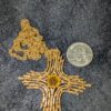Vintage Sarah Coventry Gold-Tone Cross Necklace | Textured 1970s Cross Pendant with Amber Glass Stone | 24” Chain - Image 8