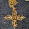 Vintage Sarah Coventry Gold-Tone Cross Necklace | Textured 1970s Cross Pendant with Amber Glass Stone | 24” Chain - Image 9