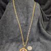 Vintage Chunky Gold-Tone Necklace | 40" Chain with Dark Purple-Brown Glass Stone Pendant | Bold Retro Statement Jewelry - Image 4