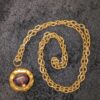 Vintage Chunky Gold-Tone Necklace | 40" Chain with Dark Purple-Brown Glass Stone Pendant | Bold Retro Statement Jewelry - Image 8