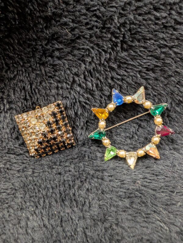 Vintage Rhinestone Brooch Collection | Choice of B. David Crystal Star or Chic Pyramid Pin | Mid-Century Glam!
