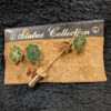 Vintage Green and Gold Pegasus Crest Jewelry Set | Lapel Pin & Matching Earrings | Status Collection on Card | Heraldic Mythical Style - Image 8