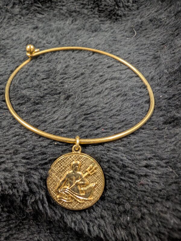 Vintage Anson Karatclad Gold Neptune Charm Bracelet | Mythological Bangle | Timeless Nautical Elegance