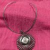 Vintage 925 Sterling Silver Collar Necklace with Bold Silver-Tone Pendant | Mid-Century Modern Statement Jewelry - Image 3
