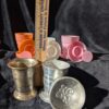 Vintage Collapsible Cups Silver, Pink, White/ Metal and Plastic / Travel Cup Collectibles / Fleur-de-Lis Embossed Lid / Maine Lobster Lid / - Image 9