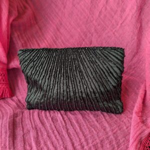 Vintage 80s Vanessa Black Beaded Clutch | Elegant Satin Beaded Purse | Retro Glam Evening Bag | Formal Party Handbag | Timeless Accessory
