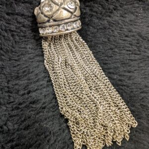 Vintage Silver Tone Tassel Pendant with Rhinestones - Retro Jewelry, Statement Necklace, Boho Chic Accessory, Unique Gift for Her