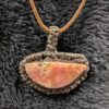 Handmade Vintage Red Rhodochrosite Pendant, Cord-wrapped Gemstone Jewelry, Unique Rustic Stone Necklace - Image 3