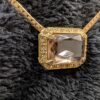 Vintage Gold-Tone Necklace | 16" Chain with Faceted Pale Purple Glass Cabochon and Rhinestone Halo | Retro Statement Jewelry - Image 8