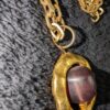 Vintage Chunky Gold-Tone Necklace | 40" Chain with Dark Purple-Brown Glass Stone Pendant | Bold Retro Statement Jewelry - Image 7