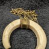 Vintage Bone-Style Horn Crescent Pendant Necklace | 36” Brass Chain | Boho Statement Jewelry with Ornate Brass Accents - Image 8