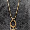 Vintage 30” Gold-Tone Hammered Oval Pendant Necklace | Warrior Medallion & Ornate Charms | Boho Statement Chain with Mixed Metals - Image 4