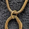 Vintage 30” Gold-Tone Hammered Oval Pendant Necklace | Warrior Medallion & Ornate Charms | Boho Statement Chain with Mixed Metals - Image 5