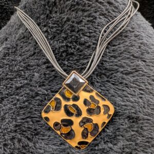 Vintage Leopard Print Pendant Necklace | Multi-Strand Cord | Adjustable 16"-19" | Wild & Fierce Retro Glam!