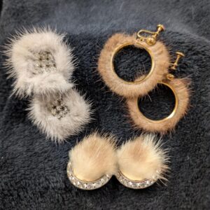 Vintage Fur Clip-On Earrings | 1930s & 1950s Statement Styles | Rhinestone and Mink Accents | Hollywood Glamour and Retro Luxury