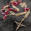 Vintage Italian Red Aurora Borealis Rosary & McVan Sterling Medal | Rare Catholic Prayer Beads | Spiritual Collectible - Image 9