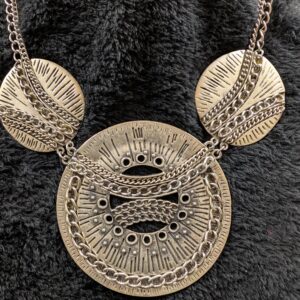 Vintage Tribal-Inspired Statement Necklace | Adjustable 22” Silver-Tone Multi-Disc Design | Boho & Bold