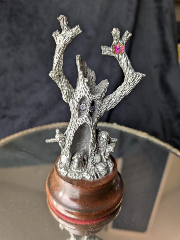 RARE "The Secret of the Haunted Tree" by John Dennett 1992 | Perth Pewter Limited Edition | Spooky Fantasy Sculpture with Crystals