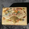 Antique Japanese Satsuma Dresser Box | Taisho Period Hand-Painted Porcelain with 4 Fan Trinket Trays - Image 2