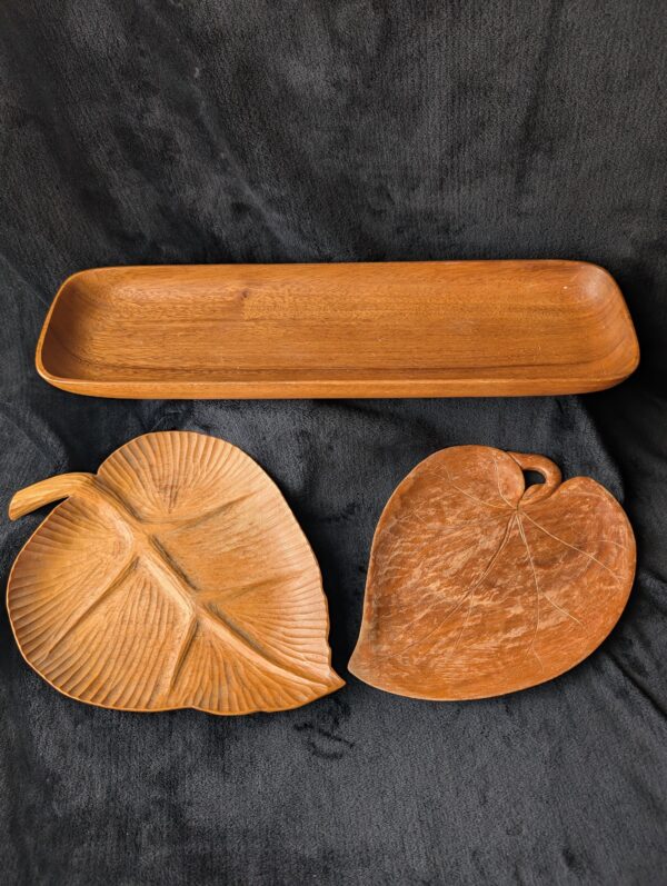 Hand-Carved Wooden Trays | Choose Butternut Leaf from North Carolina or Norway Leaf, or Long Rectangle Tray | Rustic Artisan Serveware