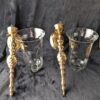 Vintage Brass Pair Wall Sconces | Elegant Pair of Large Candle Holders | Ornate Antique Lighting | Indian Brass and Glass Decorative Sconces - Image 2