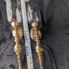 Vintage Brass Pair Wall Sconces | Elegant Pair of Large Candle Holders | Ornate Antique Lighting | Indian Brass and Glass Decorative Sconces - Image 6