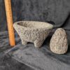 Vintage Mexican Lava Stone Molcajete Mortar and Pestle | Hand-Carved Volcanic Rock | Rustic Three-Legged Spice Grinder - Image 3