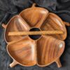 Vintage Monkey Pod Wood Snack Bowls | Leaf-Shaped Mid-Century Serving Set | Rustic Tropical Hardwood Entertaining - Image 3