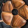 Vintage Monkey Pod Wood Snack Bowls | Leaf-Shaped Mid-Century Serving Set | Rustic Tropical Hardwood Entertaining - Image 8