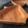 Vintage Monkey Pod Wood Snack Bowls | Leaf-Shaped Mid-Century Serving Set | Rustic Tropical Hardwood Entertaining - Image 4