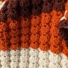 Vintage Crochet Afghan | 70s Handmade Blanket in Brown & Orange | Cozy Retro Popcorn Stitch Throw - Image 4