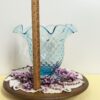Vintage Blue Hobnail Vase | Ruffled Edge Art Glass | Mid-Century Hand Blown Style | Light Catching Beauty | Elegant Curvy Statement Piece - Image 4