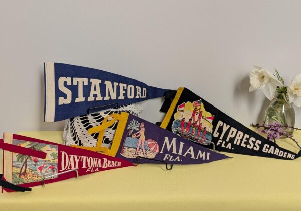 Vintage Felt Pennants | Stanford, Cypress Gardens, Miami, Daytona Beach | Mid-Century Travel Decor with Classic Americana Vibes