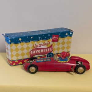 Russ Yesterday’s Favorites Wind-Up Tin Race Car | Vintage Style #3 Racer with Original Box | Retro Toy Collectible