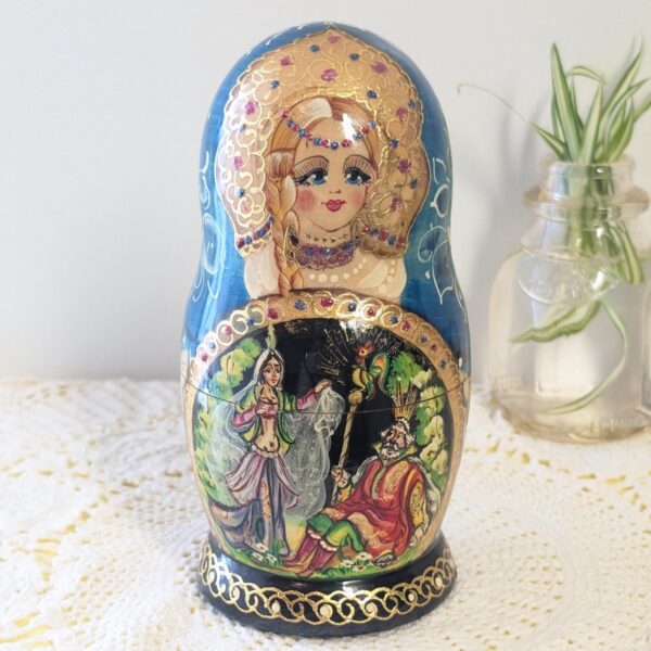 Vintage Russian Nesting Dolls | Hand-Painted Matryoshka Dolls | Fairy Tale Prince & Belly Dancer Story | Unique Collectible Gift | Folk Art