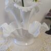 Vintage Fenton Milk Glass Epergne | Ruffled Diamond Lace Horn Vase | Elegant Mid-Century Centerpiece - Image 9