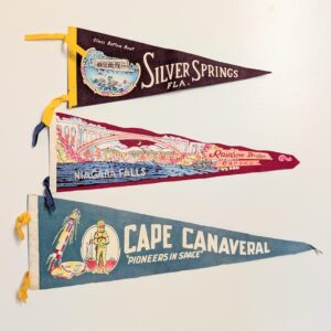 Vintage Felt Pennant | RARE Cape Canaveral, Niagara Falls, or Silver Springs | Retro Travel Souvenir Decor | Vintage Vacation Souvenir