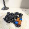 Vintage Anne Klein Modernist Necklace | Black Metal Chain with Faceted Lucite Blue & Orange Accent | Bold 1980s | Statement Piece - Image 3