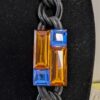 Vintage Anne Klein Modernist Necklace | Black Metal Chain with Faceted Lucite Blue & Orange Accent | Bold 1980s | Statement Piece - Image 7