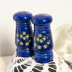 Vintage Opryland USA Salt and Pepper Shakers | Cobalt Blue Floral Souvenir from Nashville, Tennessee | Made in Japan