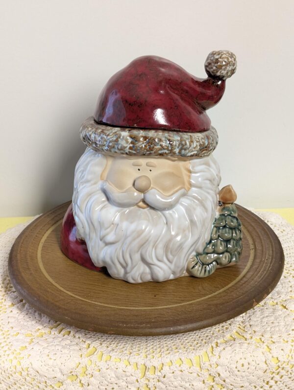 Vintage Santa Cookie Jar | Brighten the Season Ceramic Jar with Tree Accent |  New in Box | Cookies For Santa | Holiday Traditions