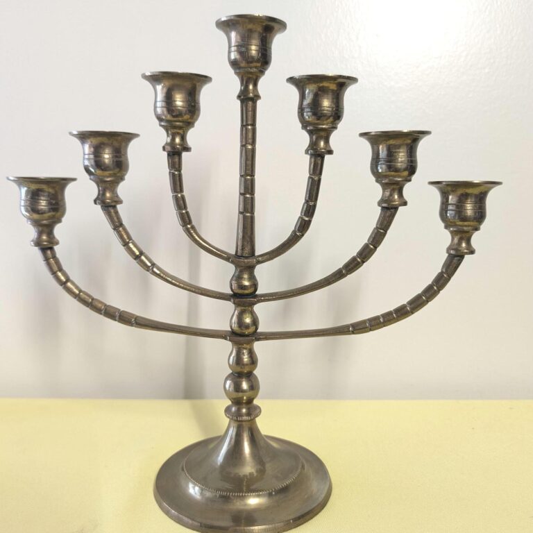 Vintage Brass Menorah | Moveable Arms | Marked “2” on All Parts | Signed GMD | 11" Tall Judaica Display