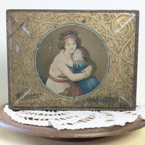 Whitman’s Chocolates Tin | Antique 1920s Candy Box with Woman & Child | Early American Nostalgia | Madame LeBrun and Daughter Candy Tin