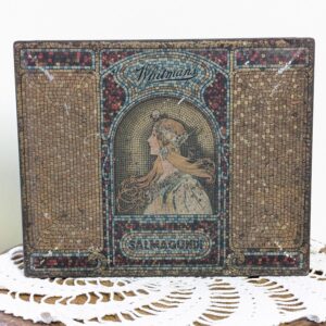 Antique Whitman’s Salmagundi Chocolate Tin | 1920s Art Nouveau Mosaic Lady | Collectible 2lb Advertising Box