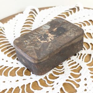 Antique Dart Family Nail Tin Box | S.H. Kress & Co. Hardware Container | Primitive Rusty Metal Hinged Storage Box