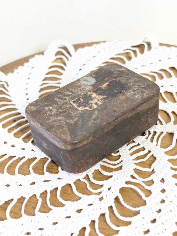 Antique Dart Family Nail Tin Box | S.H. Kress & Co. Hardware Container | Primitive Rusty Metal Hinged Storage Box