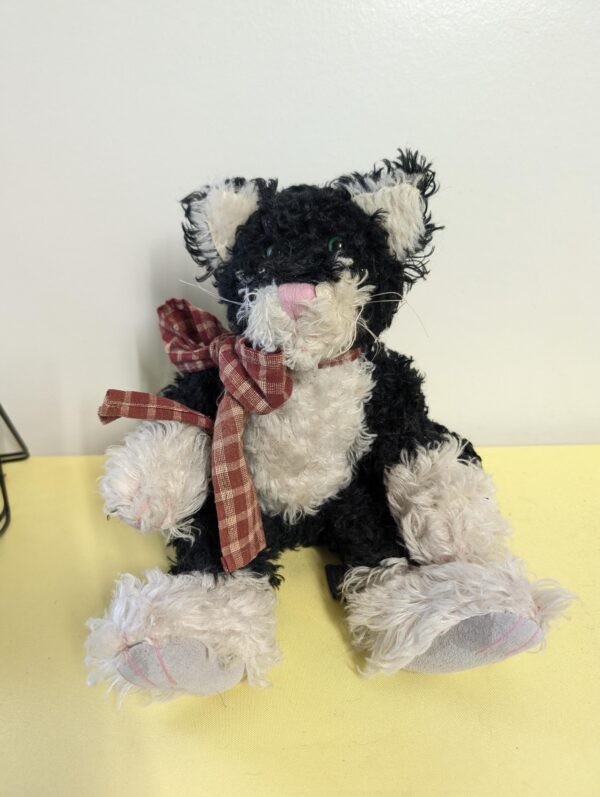 1998 Boyds Mohair Bear Collection | Spiro T. Cattington 13" Jointed Cat Plush | Rare Black & White Cat Bear with Tag