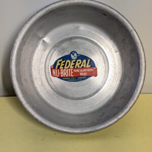 Vintage Federal Nu-Brite Aluminum Mixing Bowl | 10" Midcentury Kitchenware w/ Label | Industrial Cookware Collector Display Piece