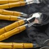 Vintage Faux Bamboo Flatware Set | 20-Piece Stainless Steel Cutlery | Retro 4-Place Setting Set - Image 3
